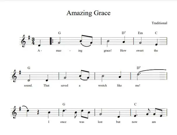 Amazing Grace for Chord Piano