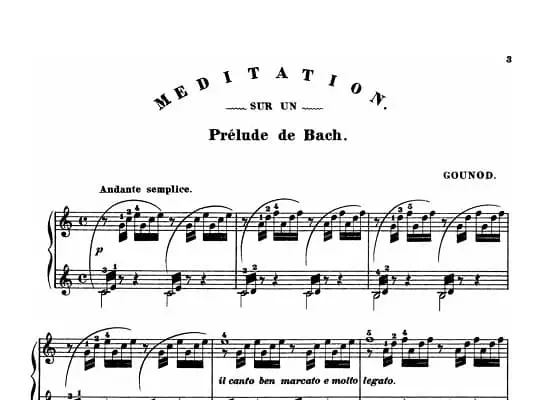 View and print free Ave Maria sheet music in two famous versions for piano. One by Bach/Gounod and one by Franz Schubert.