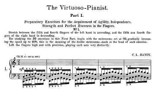 Learn how to Practice Hanon The Virtuoso Pianist: Print free sheet music and learn how to practice the piano exercises for best results!